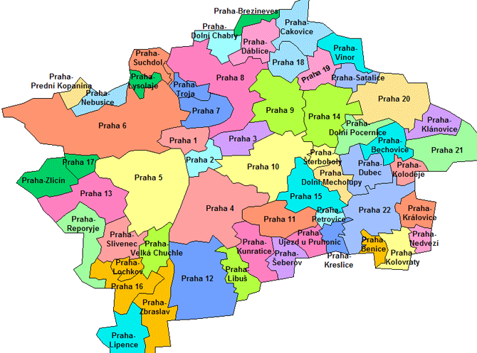 Районы Праги на карте - где остановиться